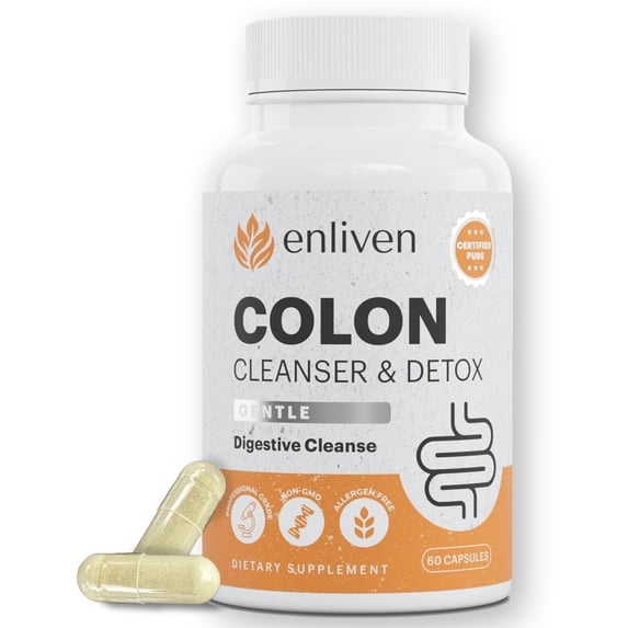 Enliven Gentle Colon Cleanse | Detox & Weight Loss Support | Gut Health | 60 Capsules