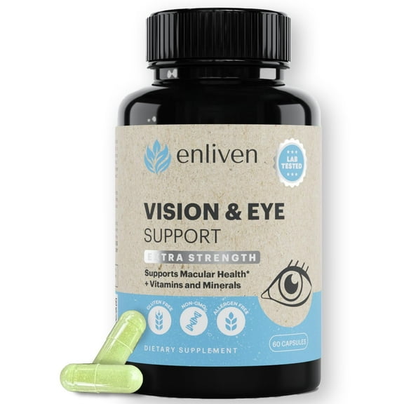 Enliven Lutein and Zeaxanthin Supplement to Support Vision & Eye Health, Made in USA (60 Capsules)