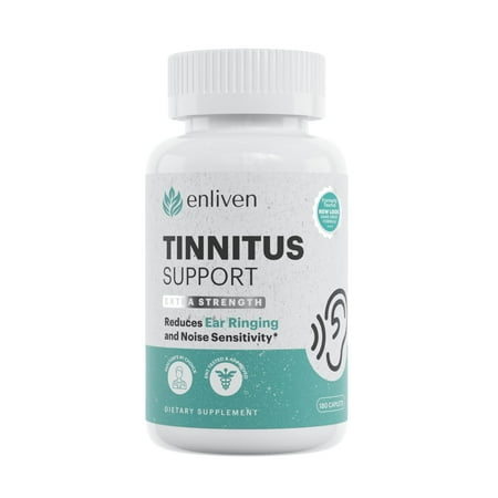 Enliven Tinnitus Support Relief Formula, Extra Strength for Ringing Ears, 180 Caplets