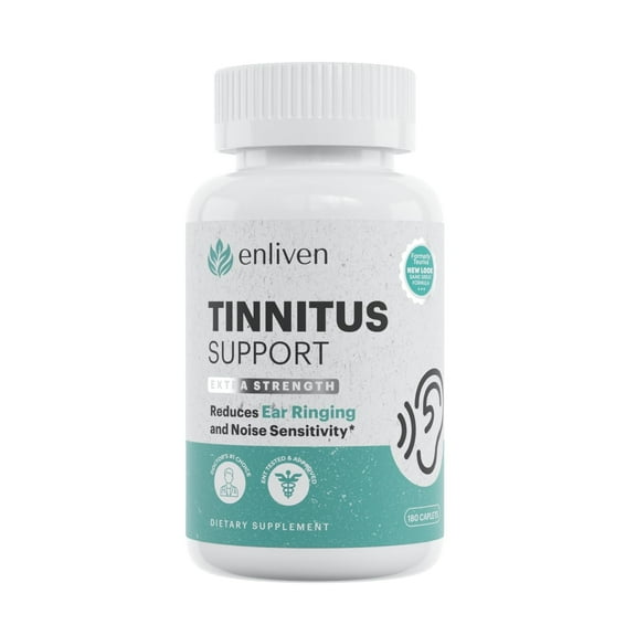 Enliven Tinnitus Relief Formula, Extra Strength for Ringing Ears, 180 Caplets - Tinnitus Relief 1500mg
