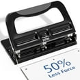 thumbnail image 1 of XOOL 3 Hole Punch, Desktop Hole Puncher 2-3 Holes Adjustable 40 Sheet Punch Capacity Metal Heavy Duty Paper Punch Black, 1 of 8