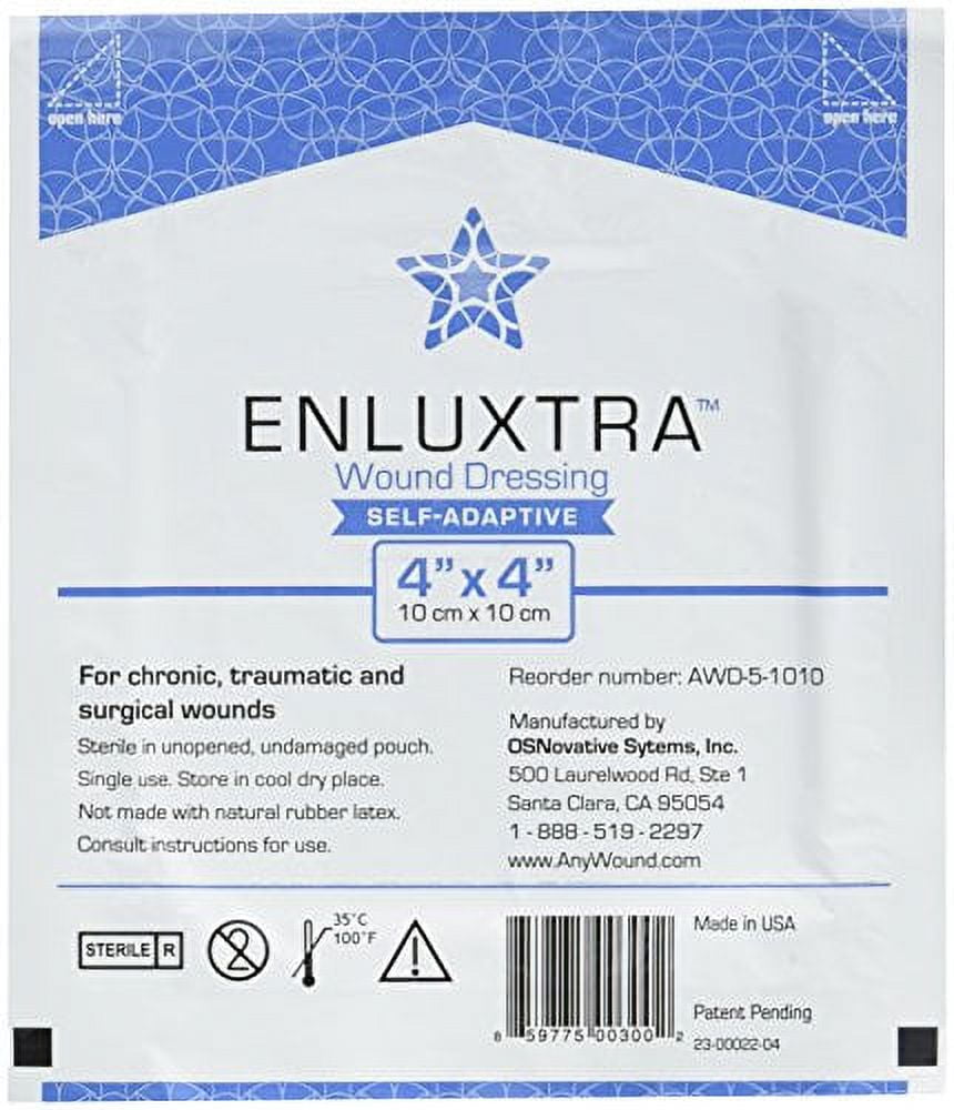 Enluxtra Self-Adaptive 'Any Wound' Dressings - 3-Pack of 4"x4" Super Absorbent Enluxtra Dressings