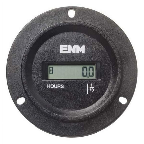 Enm Hour Meter, 3-Hole Round, LCD,Flange TB44B69A