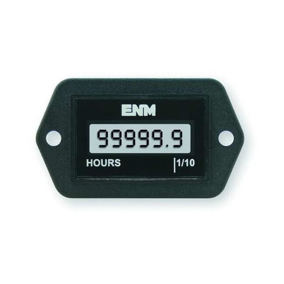 Enm Hour Meter,LCD,2-Hole,4.5 to 28VDC T1121BB