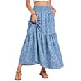 thumbnail image 1 of Enmain Flowy Maxi Skirt for Women Floral Pleated High Waist Drawstring Tiered Skirts with Pockets, 1 of 9