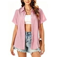 thumbnail image 1 of Enmain Womens Button Down Shirt Short Sleeve Collared Textured Summer Tops Casual Beach Shirt Pink XL, 1 of 8