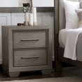 thumbnail image 1 of Ennesley Gray Wood 2 Drawers Nightstand with USB Charger, 1 of 7