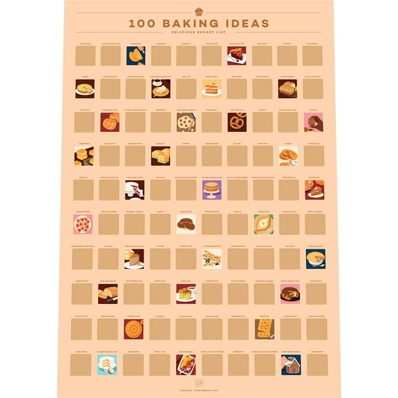 Enno Vatti BAKES 100 Ideas Scratch Off Poster - Home Bakers' Bucket List (16.5""x23.4"")