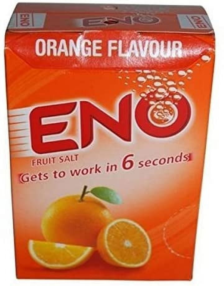 Eno Fruit Salt Antacid Powder ORANGE Flavor 1 Carton (30 Sachets) 5 g Each