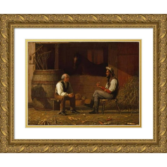 Enoch Wood Perry Jr. 18x15 Gold Ornate Wood Frame and Double Matted Museum Art Print Titled - Talking it Over (1872)