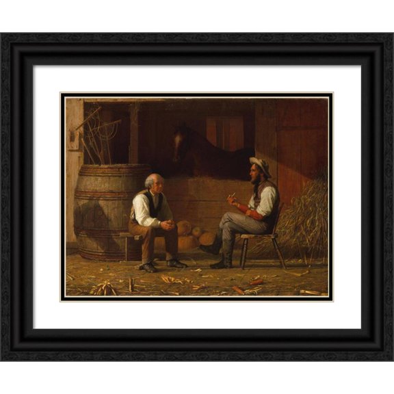 Enoch Wood Perry Jr. 24x19 Black Ornate Framed Double Matted Museum Art Print Titled: Talking it Over (1872)