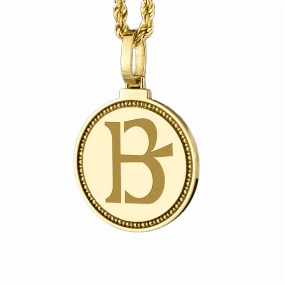 Engraved Metal Designs Enochian Letter Engraved Pendant Necklace, Gold Plated Brass Round ...