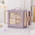 thumbnail image 1 of Enogets 360° Rotating Jewelry Box, Jewelry Organizer for with Transparent Window & Mirror(Grey Purple), 1 of 9