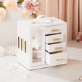 thumbnail image 1 of Enogets 360° Rotating Jewelry Box, Jewelry Organizer with Transparent Window & Mirror for Girls Women(White), 1 of 10