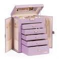 thumbnail image 1 of Enogets Large Jewelry Box for Women, 6-Layer Jewelry Organizer with 5 Drawers, Lockable Storage Case with Mirror & Necklace Hooks,Dusty Purple, 1 of 12