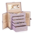 thumbnail image 1 of Enogets Large Jewelry Box for Women with Mirror, 5-Layer 4-Drawer Organizer for Rings, Earrings & Necklaces, Dusty Purple, 1 of 11