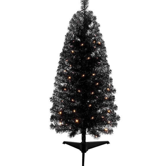 Enogets Pre-Lit Artificial Christmas Tree with Warmwhite Lights, 4ft Includes Stand, Tinsel, Decorate for The Holidays, Party and Home