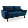thumbnail image 1 of Enor Furniture Brighton 70" Square Arm Upholstered Modern Velvet Sofa in Blue, 1 of 12