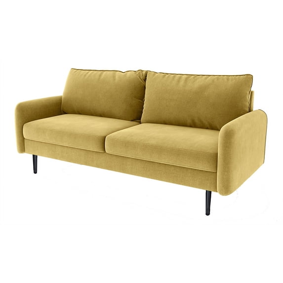 Enor Furniture Callie 70" Modern Round Arm Velvet Sofa in Gold