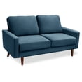 thumbnail image 1 of Enor Furniture Fieldstone 58" Square Arm Modern Velvet Loveseat in Prussian Blue, 1 of 2