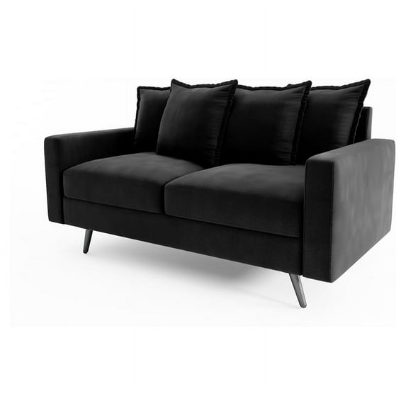 Enor Furniture Gault 58" Square Arm Modern Fabric/Metal Loveseat in Black