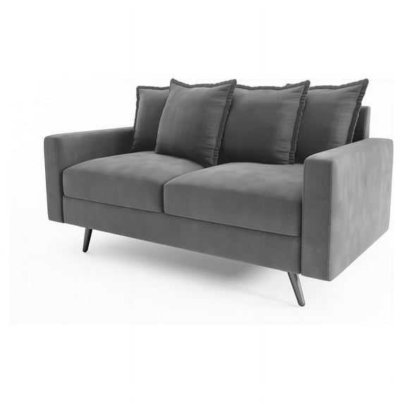 Enor Furniture Gault 58" Square Arm Modern Fabric/Metal Loveseat in Gray