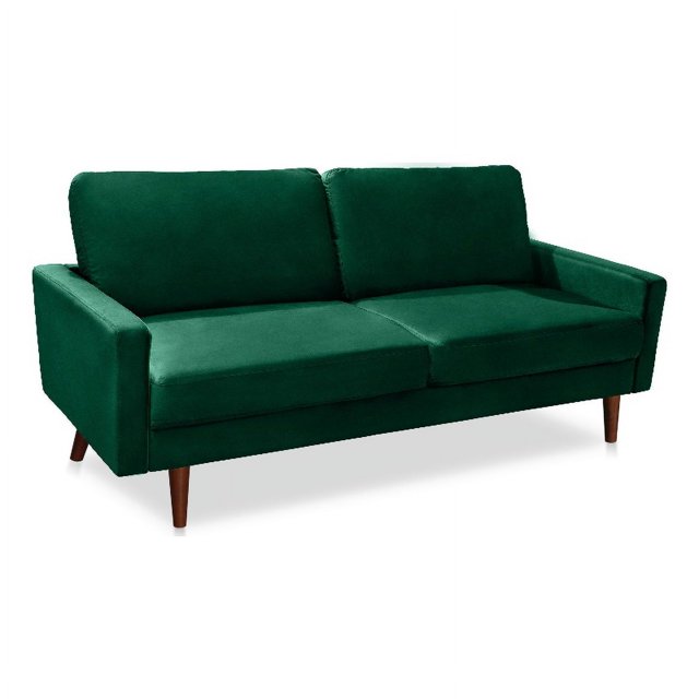 Enor Furniture Lauring 70" Upholstered Modern Velvet Sofa in Green