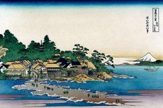 Enoshima in Sagami Province 1830 Canvas Art - Hokusai (12 x 18)