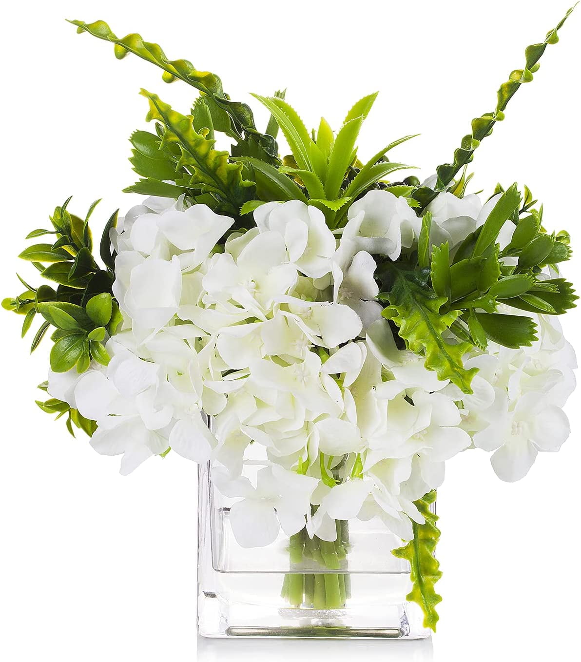 Enova Floral Mixed Artificial Silk Cream Hydrangea with Greenery Fake ...