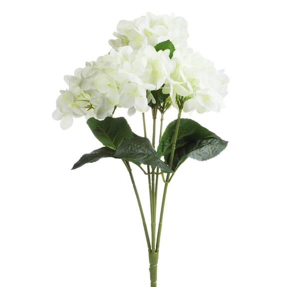 Enova Home 1 Pc 16" Tall Artificial Real Touch Hydrangea Faux Flowers Bush for Home Office Wedding Vase Decoration (Cream)