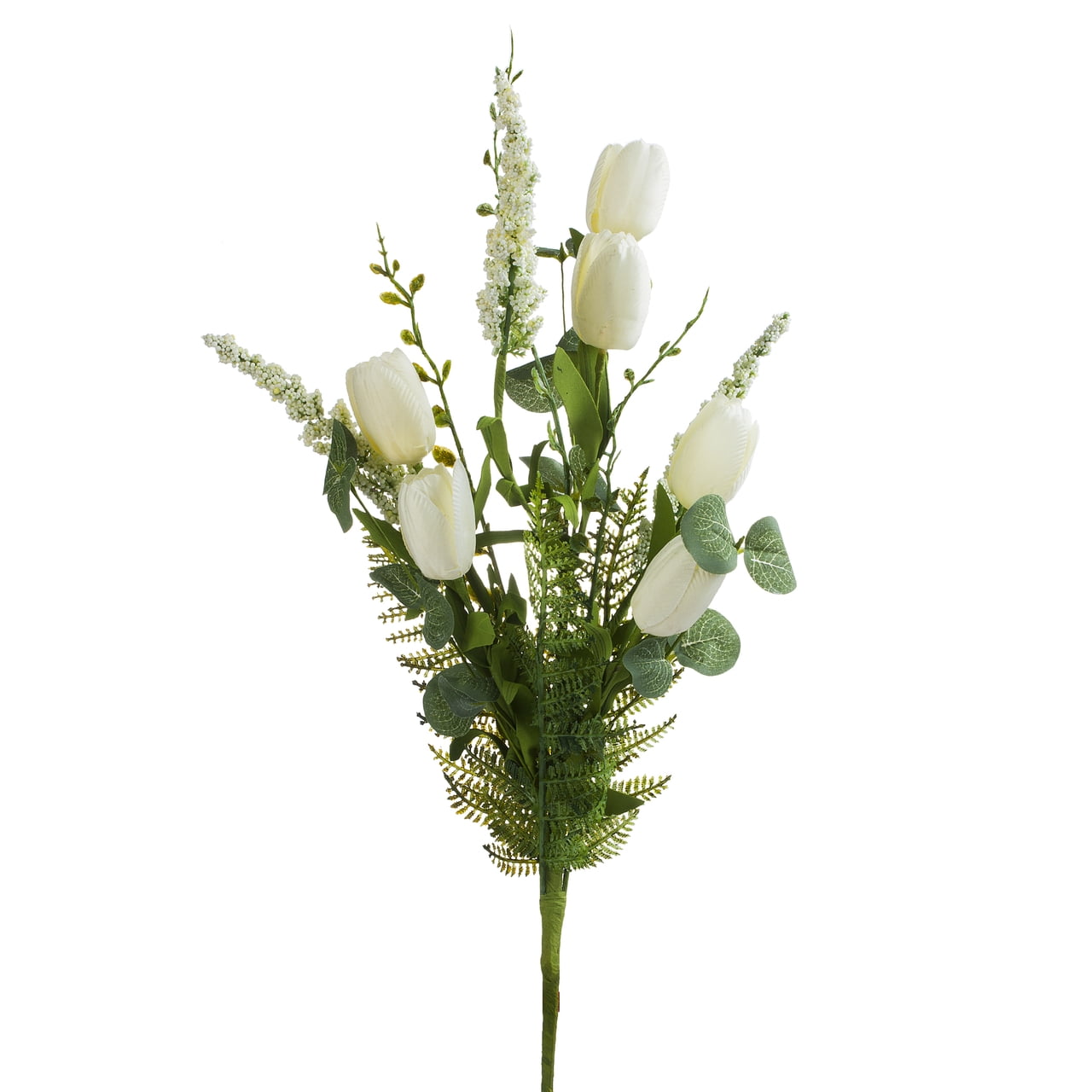 Cream Silk Tulip Arrangement with Greenery, Set of 2