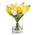 thumbnail image 1 of Enova Home 18 Head Silk Tulip Flower in Glass Vase With Faux Water, 1 of 3