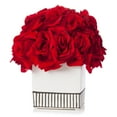 thumbnail image 1 of Enova Home 18 Heads Silk Rose Flower Arrangement in White Ceramic Pot ( Red ), 1 of 3