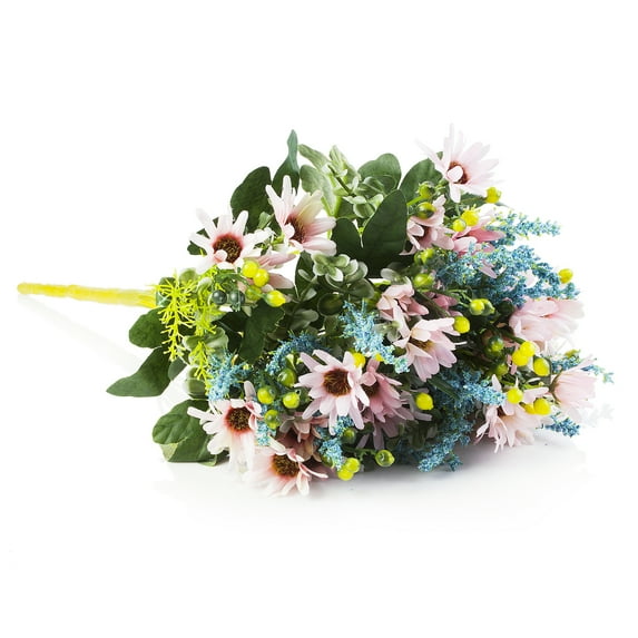 Enova Home 18" Height Mixed Artificial Silk Daisy Fake Flowers Bush for Home Wedding Decoration (Pink)