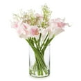thumbnail image 1 of Enova Home  18 Mixed Artificial Real Touch Lily Flower Arrangement in Clear Glass Vase with Faux Water for Home Wedding Pink, 1 of 5