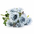 thumbnail image 1 of Enova Home 20" Mixed Artificial Silk Roses Faux Flowers Bush for Home Office Wedding Decoration (Blue), 1 of 3