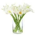 thumbnail image 1 of Enova Home 20 Pieces Artificial Real Touch Lily Flower Arrangement in Clear Cylinder Glass Vase with Faux Water (White Green), 1 of 4