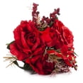 thumbnail image 1 of Enova Home 20" Tall Mixed Artificial Silk Roses with Small Berry Faux Flowers Bush for Home Office Wedding Vase Decoration (Red), 1 of 3