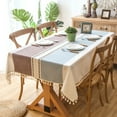 thumbnail image 1 of Enova Home 54"x 80" High Quality Tablecloth with Tassels, Rectangle Cotton and Linen Table Protector Cover for Table Decoration (Blue Purple), 1 of 6