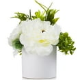 thumbnail image 1 of Enova Home Artificial 3 Larges Silk Peony Mixed with Greenery Faux Flowers Arrangement in White Ceramic Vase for Home Office Wedding Decoration (Cream), 1 of 3