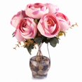 thumbnail image 1 of Enova Home Artificial 7 Heads Peony Silk Flowers Arrangement in Clear Glass Vase with Faux Water (Pink), 1 of 4