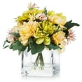 thumbnail image 1 of Enova Home Artificial Daisy and Mixed Flowers Arrangement in Clear Glass Vase with Acrylic Water For Home Office Decoration (Yellow), 1 of 4