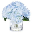 thumbnail image 1 of Enova Home Artificial Flowers Large Silk Hydrangea Fake Flowers Arrangement in Cylinder Glass Vase with Faux Water for Home Office Wedding Decoration (Light Blue), 1 of 4