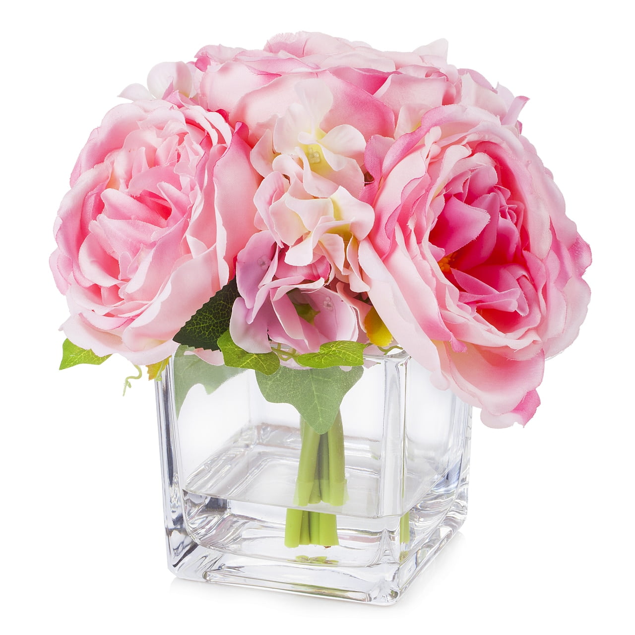 Enova Home Artificial Flowers Mixed Silk Peony and Hydrangea Fake ...