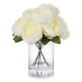 thumbnail image 1 of Enova Home Artificial Flowers Silk Peony Fake Flowers Arrangement in Cylinder Glass Vase with Faux Water for Home Office Wedding Decoration (Cream), 1 of 3