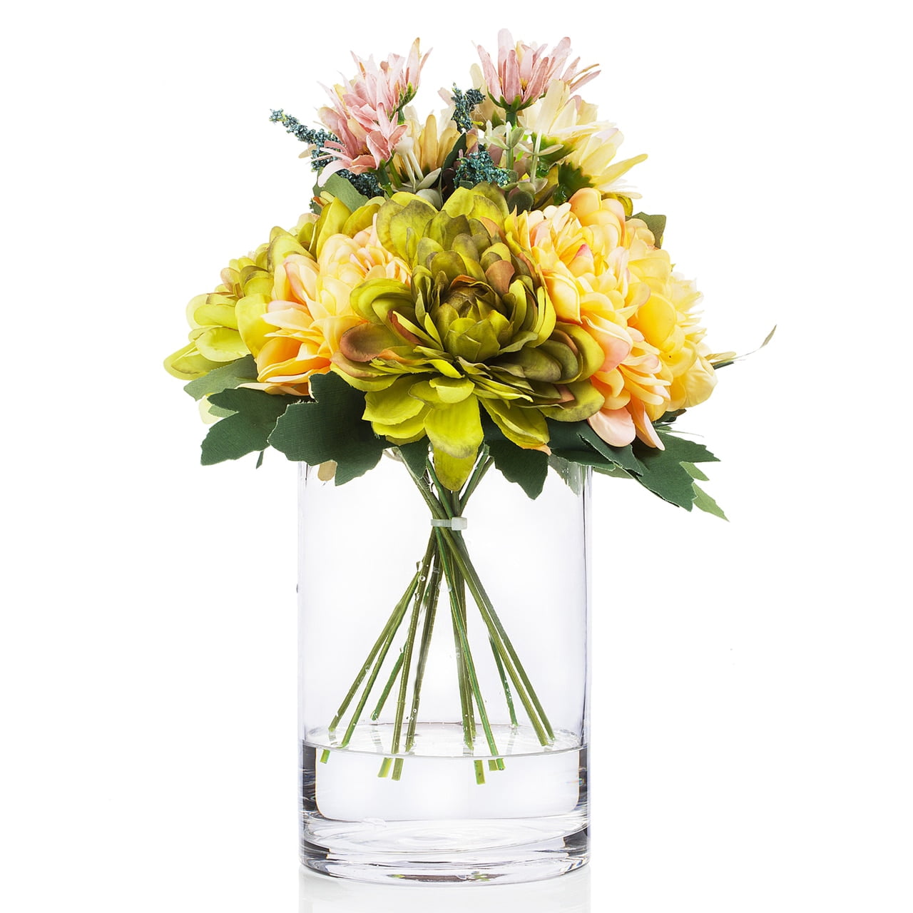 Enova Home Artificial Mixed Silk Daisy Flowers Arrangement in Clear ...