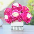 thumbnail image 1 of Enova Home Artificial Open Rose Flower Arrangements With White Square Ceramic Vase, 1 of 4