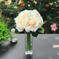 thumbnail image 1 of Enova Home Artificial Open Rose Silk Flowers in Clear Glass Vase with Faux Water (Blush), 1 of 3