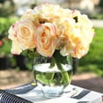 thumbnail image 1 of Enova Home Artificial Rose and Hydrangea Silk Flowers Arrangement in Clear Glass Vase with Faux Water (Blush), 1 of 5