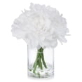 thumbnail image 1 of Enova Home  Artificial Silk Dahlias Fake Flowers Arrangement in Clear Glass Vase with Faux Water For Home Decoration White, 1 of 5